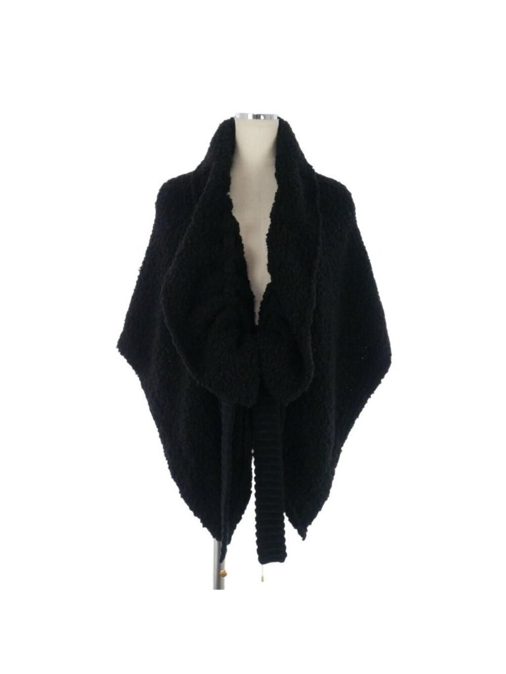 Fendi Shawl Cape Poncho Bolero Gold Charm Black 40